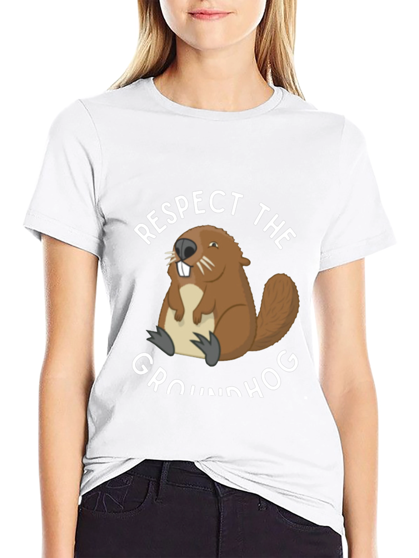 Respect the Groundhog T-Shirt Funny Animal Tee