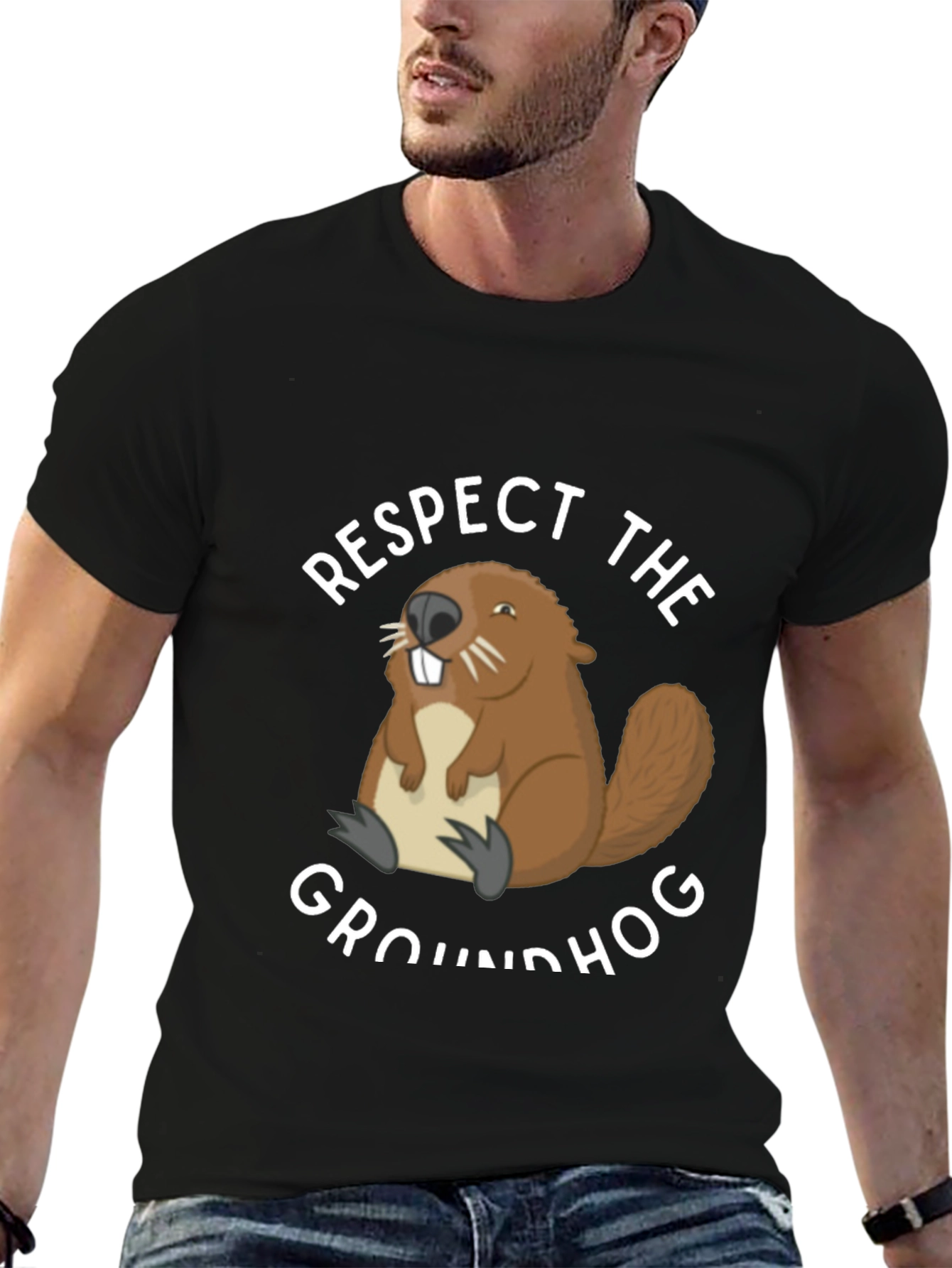 Respect the Groundhog T-Shirt Funny Animal Tee