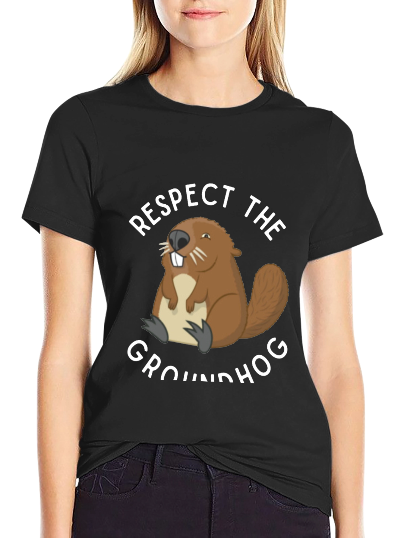 Respect the Groundhog T-Shirt Funny Animal Tee