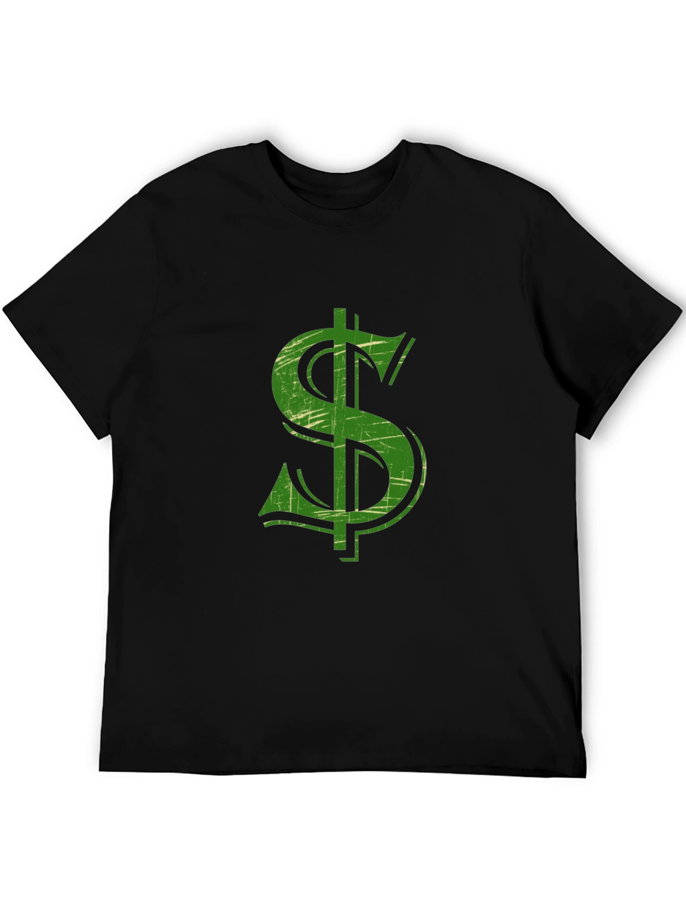 Dollar Sign Graphic Tee - Mens Black Cotton Shirt