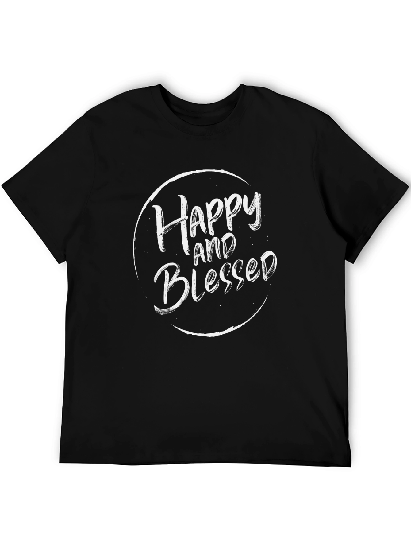 Happy and Blessed Black Graphic T-Shirt