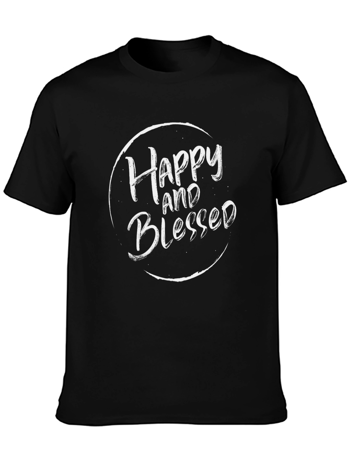 Happy and Blessed Black Graphic T-Shirt