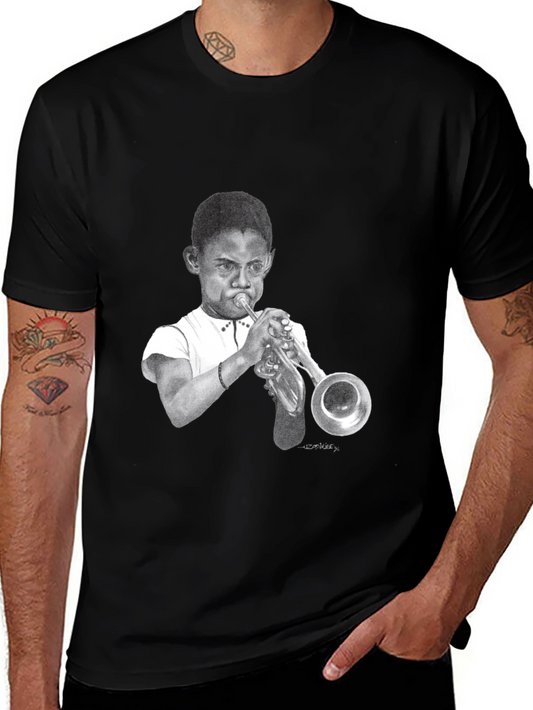 Boy Trumpet Player Graphic Black Tee