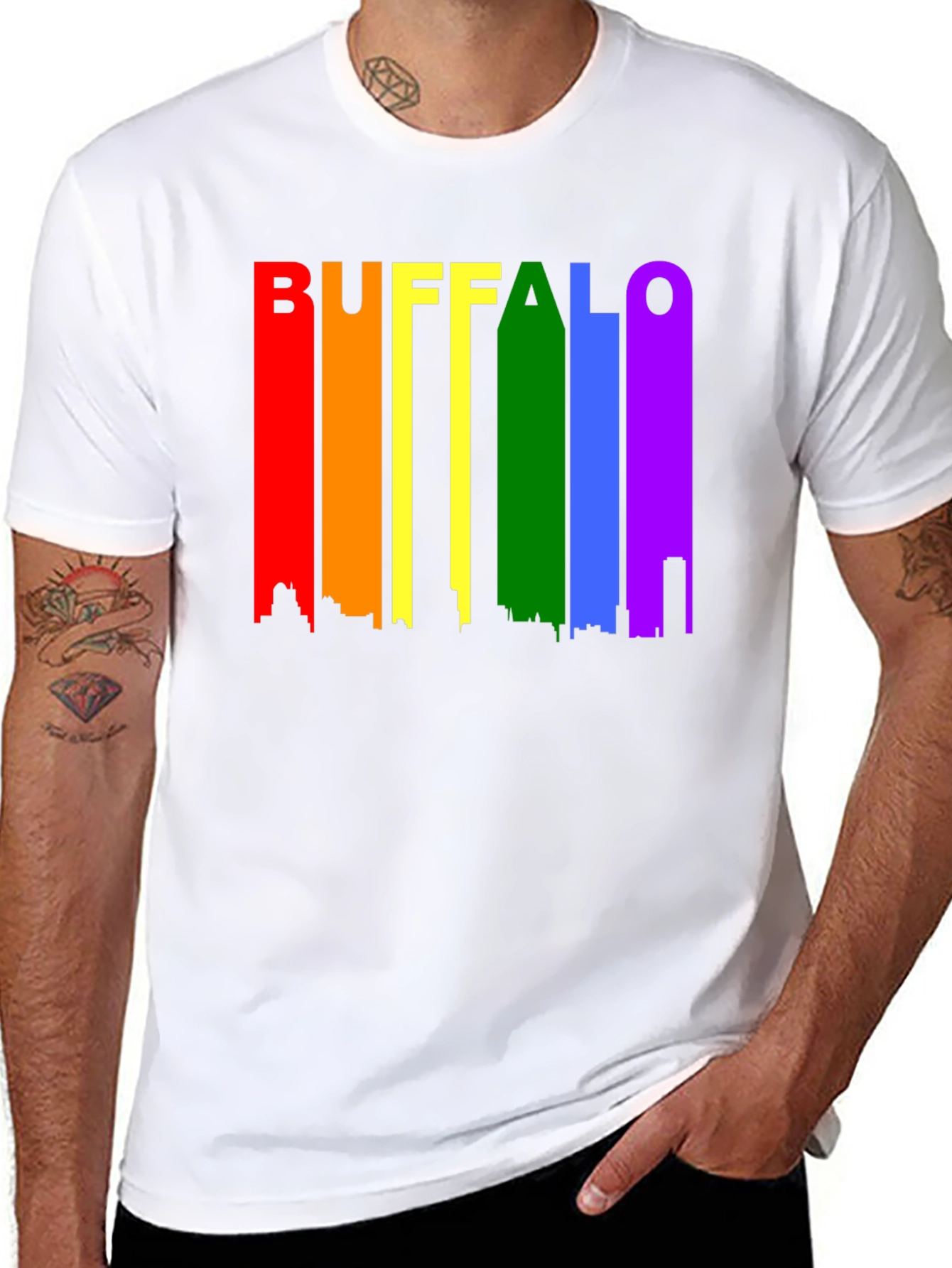 Buffalo Pride T-Shirt Rainbow Skyline