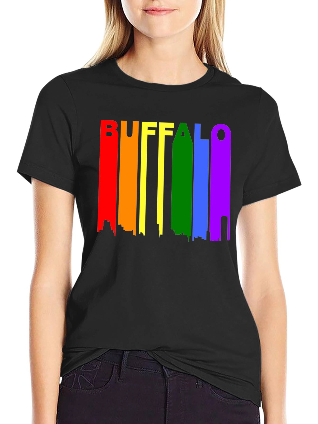Buffalo Pride T-Shirt Rainbow Skyline