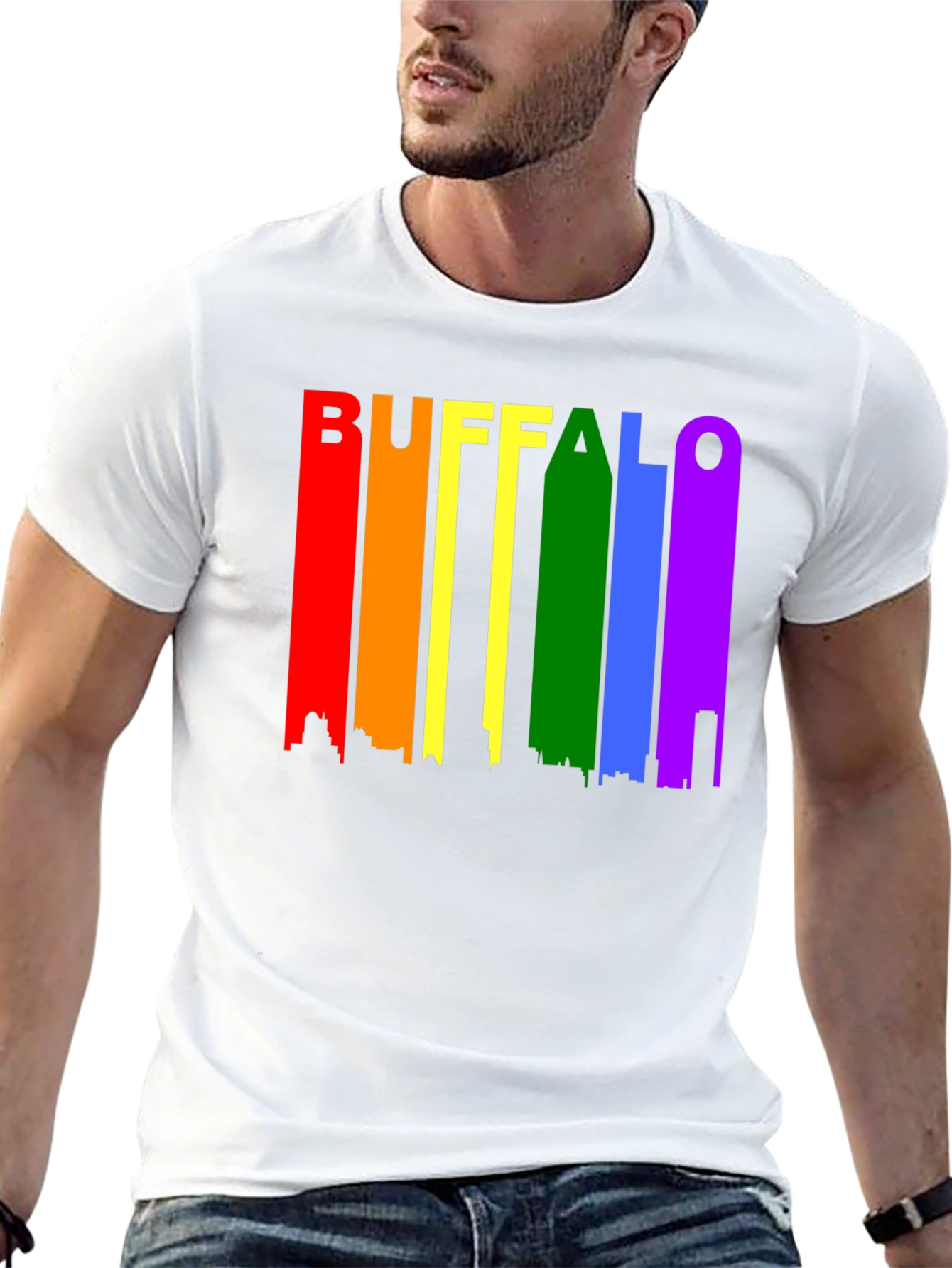 Buffalo Pride T-Shirt Rainbow Skyline