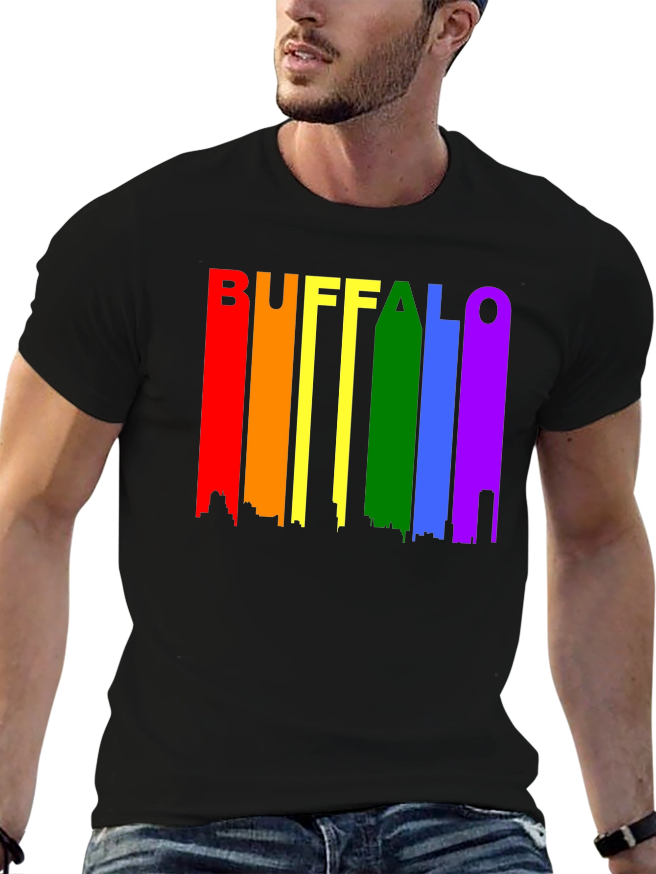 Buffalo Pride T-Shirt Rainbow Skyline
