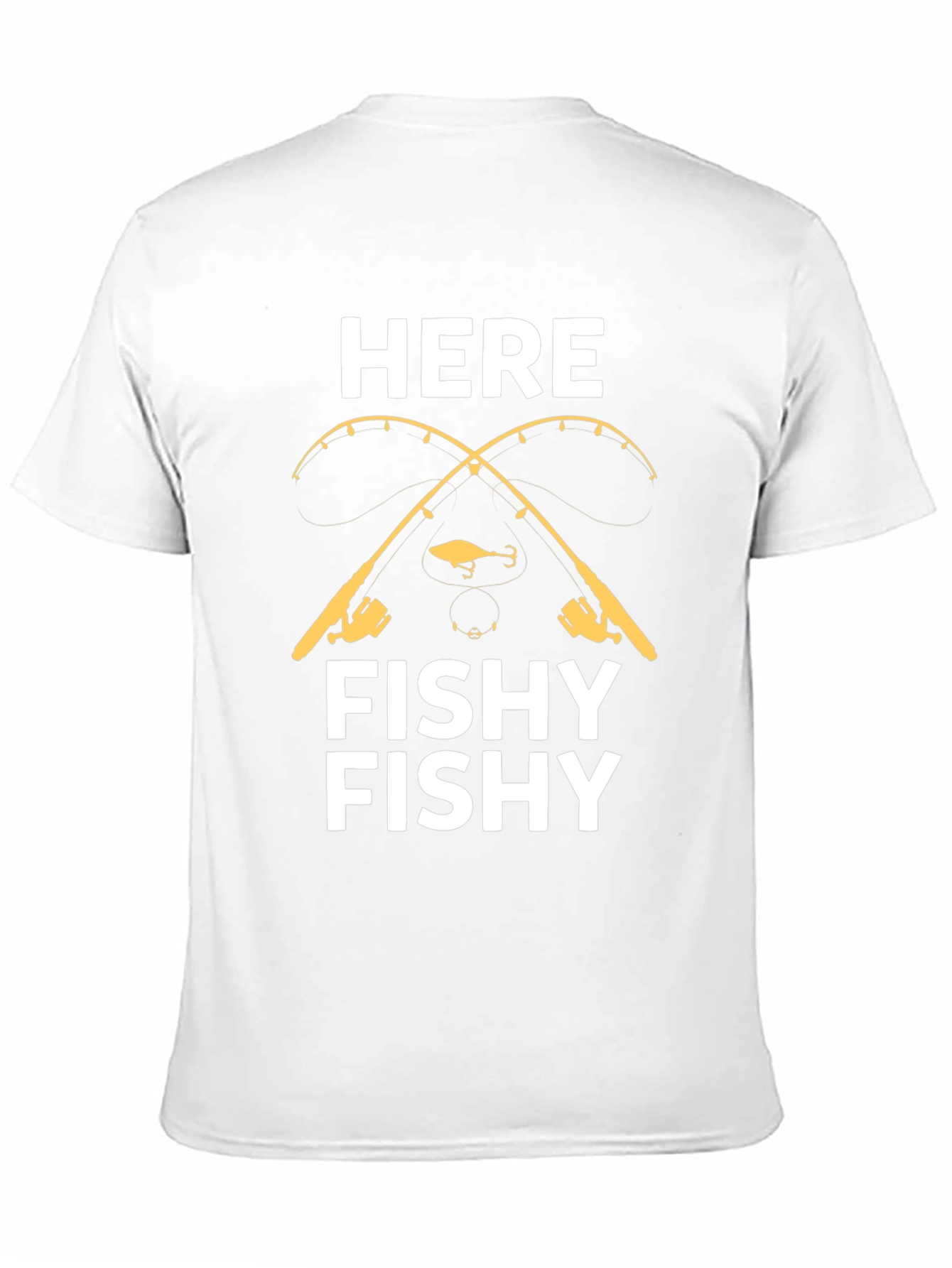 Here Fishy Fishy T-Shirt - Fishing Rods Graphic Tee