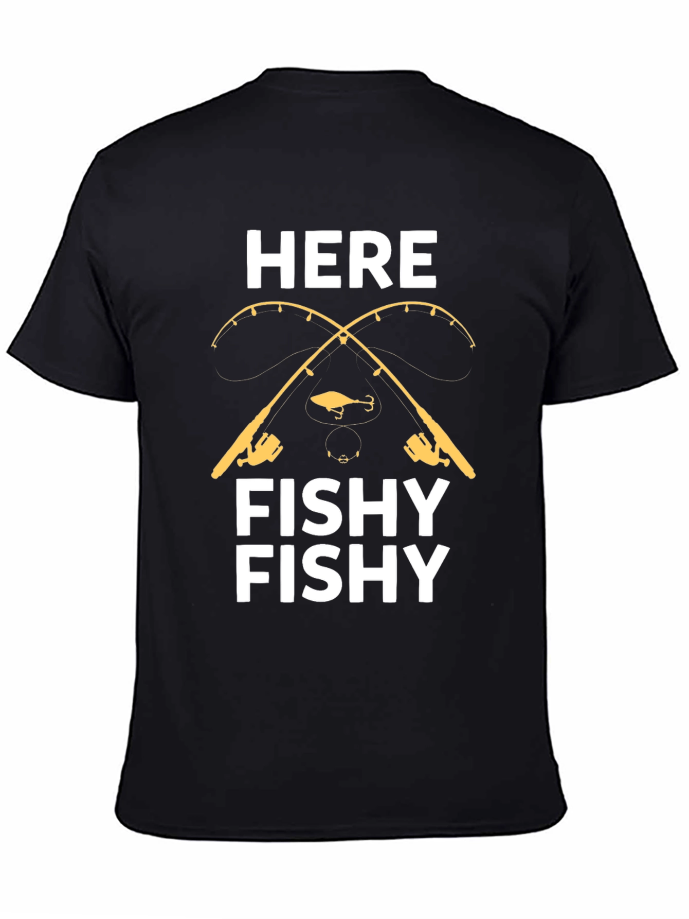 Here Fishy Fishy T-Shirt - Fishing Rods Graphic Tee