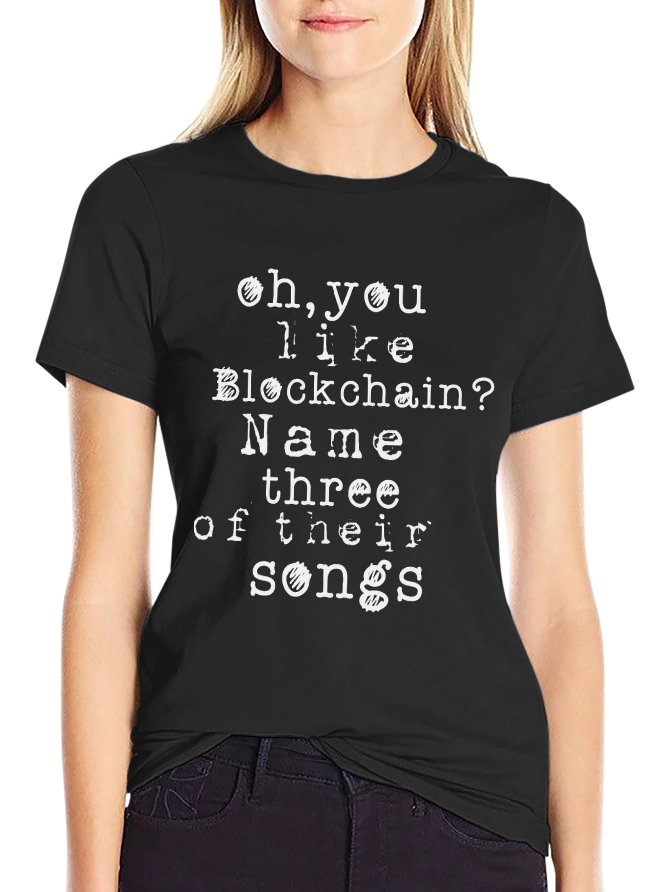 Funny Blockchain T-Shirt - Name Three of Their Songs!