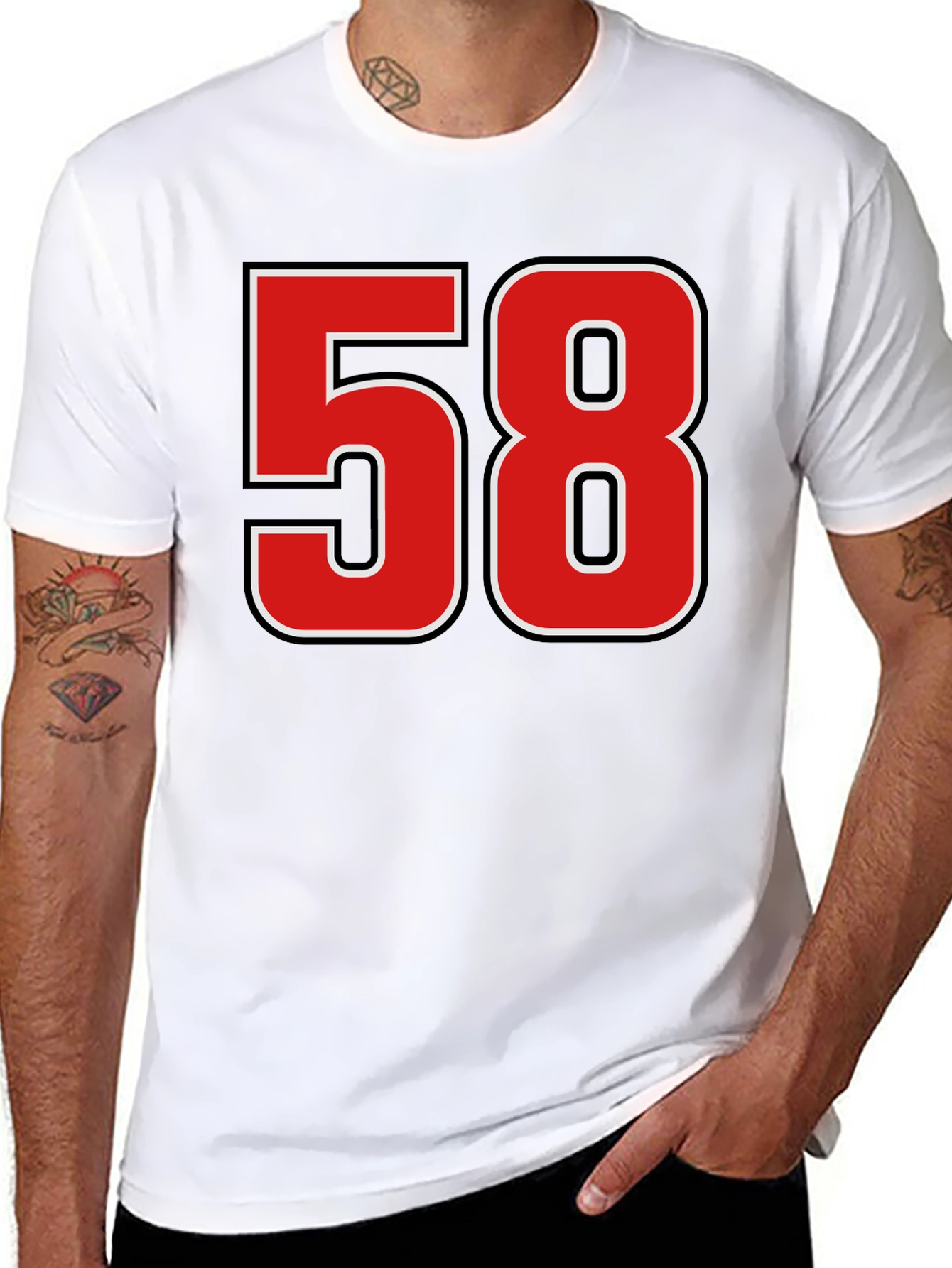 Black T-Shirt with Bold Red 58 Graphic