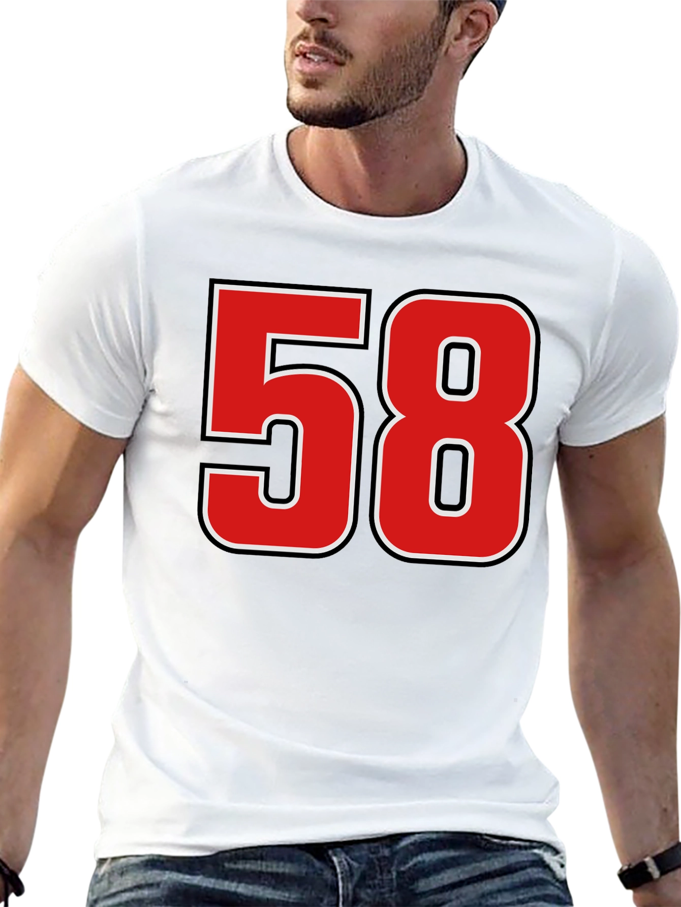Black T-Shirt with Bold Red 58 Graphic