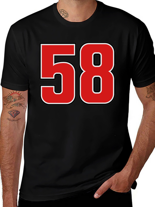 Black T-Shirt with Bold Red 58 Graphic