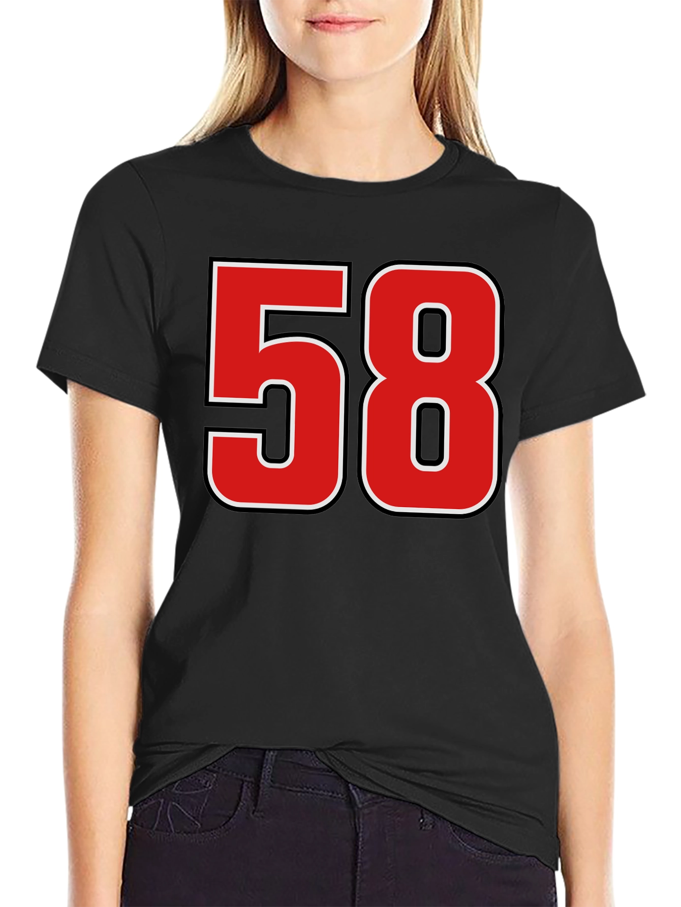 Black T-Shirt with Bold Red 58 Graphic