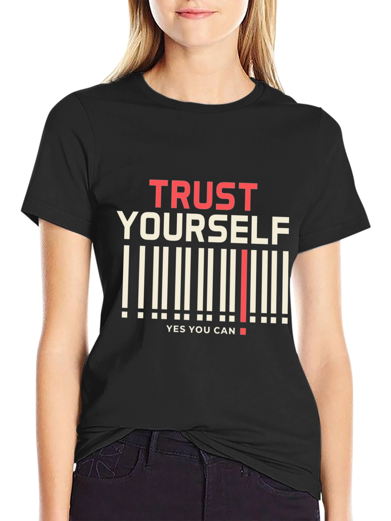 Trust Yourself Graphic Print Black T-Shirt