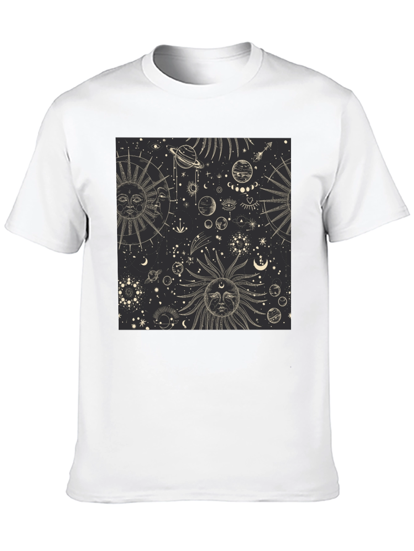 Celestial Sun & Moon Graphic Print Black T-Shirt