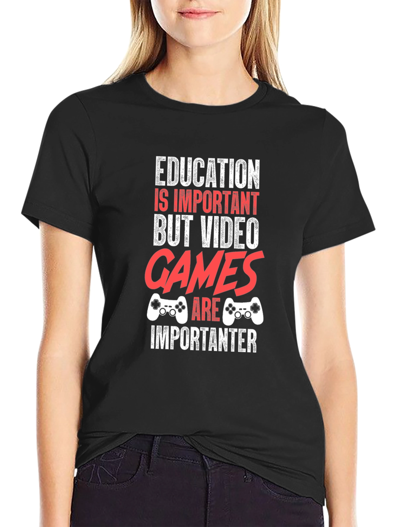 Funny Gamer T-Shirt - Education vs. Video Games