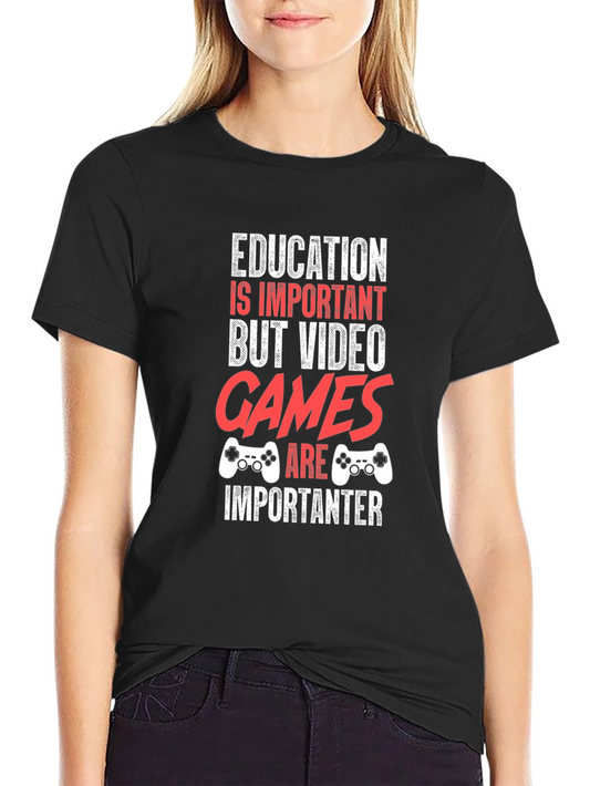 Funny Gamer T-Shirt - Education vs. Video Games