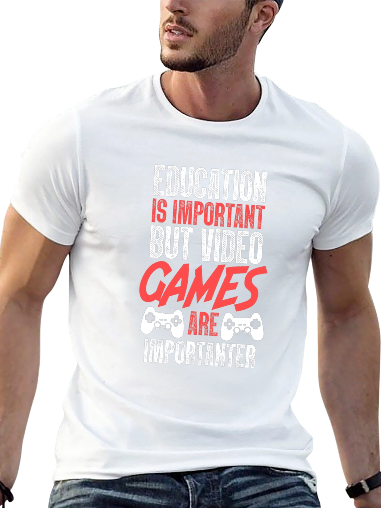 Funny Gamer T-Shirt - Education vs. Video Games