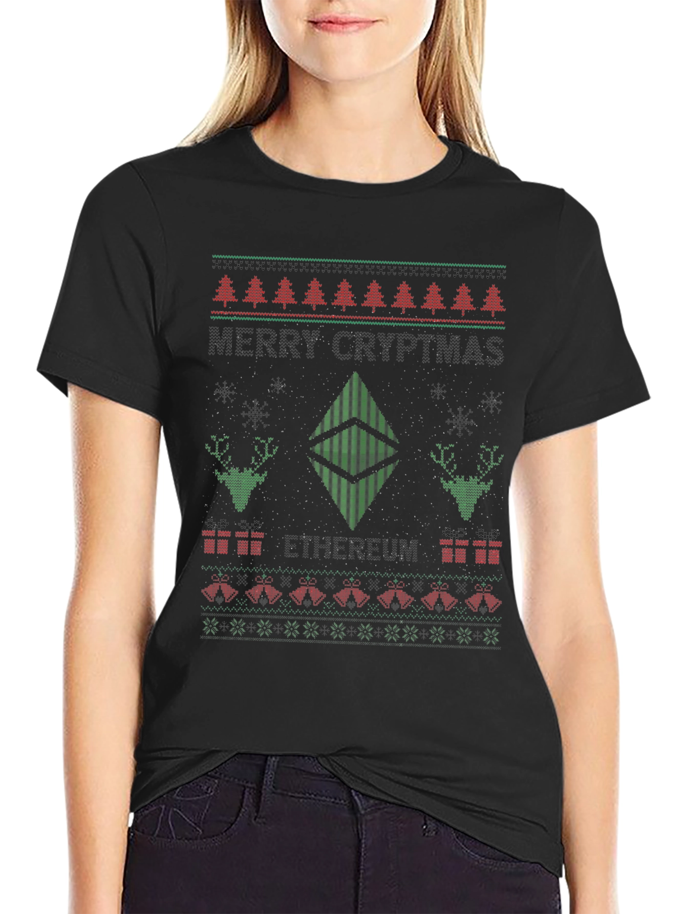 Ugly Christmas Sweater Style ETH T-Shirt