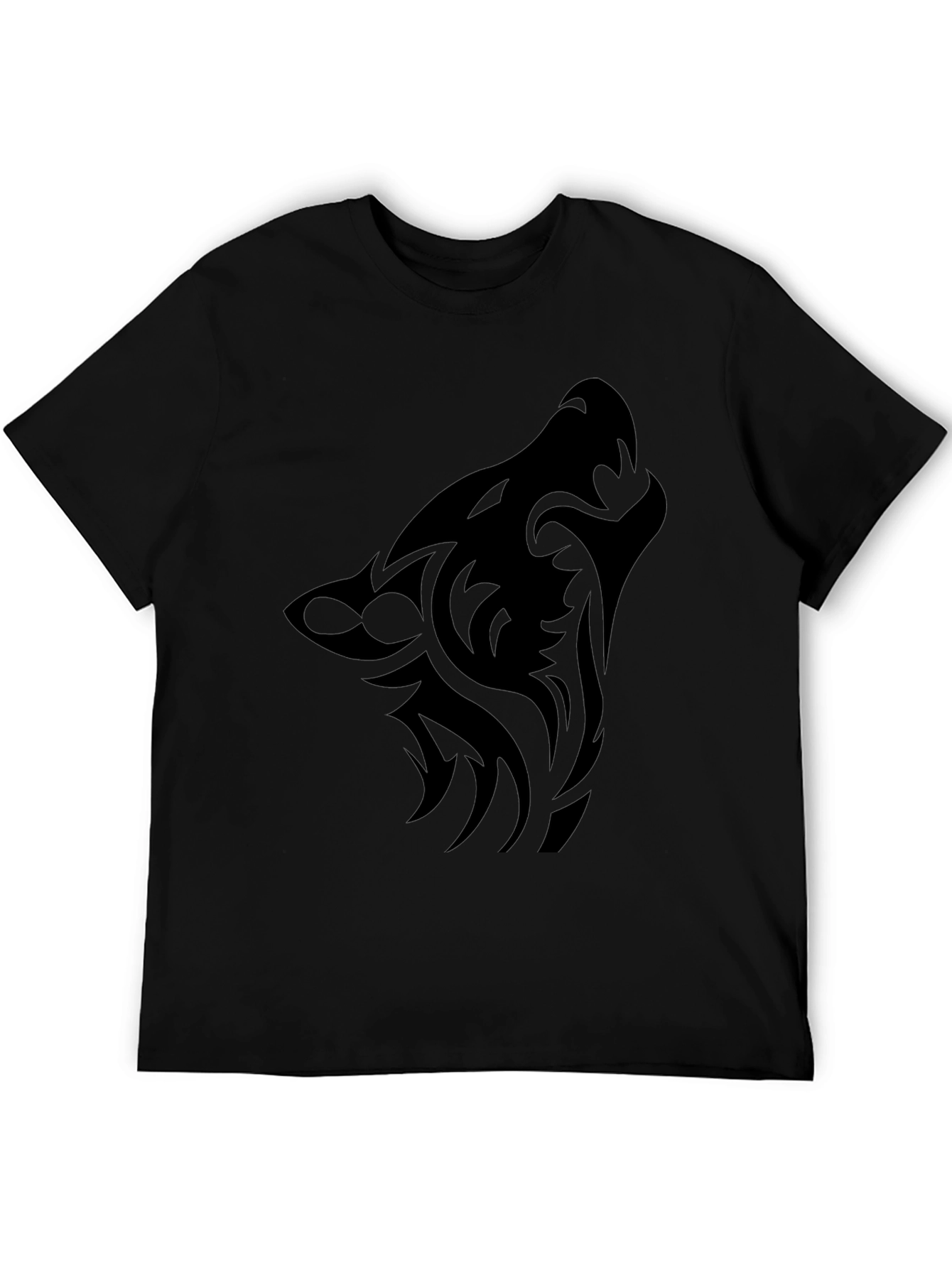Tribal Wolf Graphic Tee - Mens Black T-Shirt