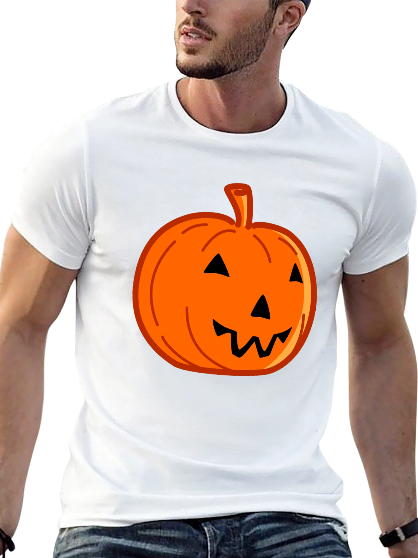 Halloween Pumpkin Graphic Tee - Black