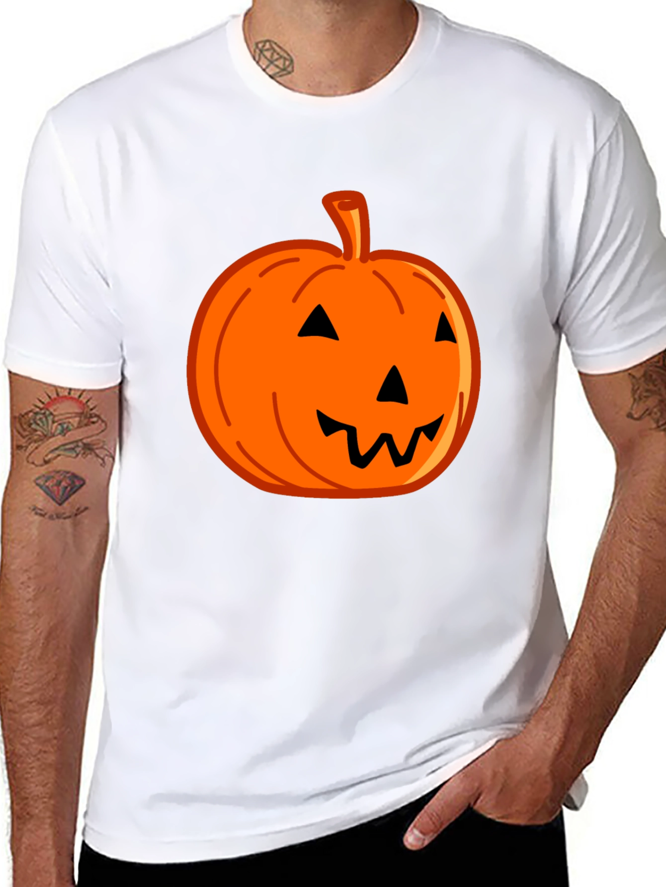 Halloween Pumpkin Graphic Tee - Black