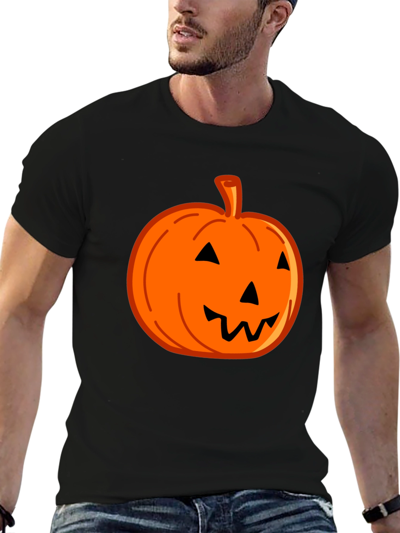 Halloween Pumpkin Graphic Tee - Black