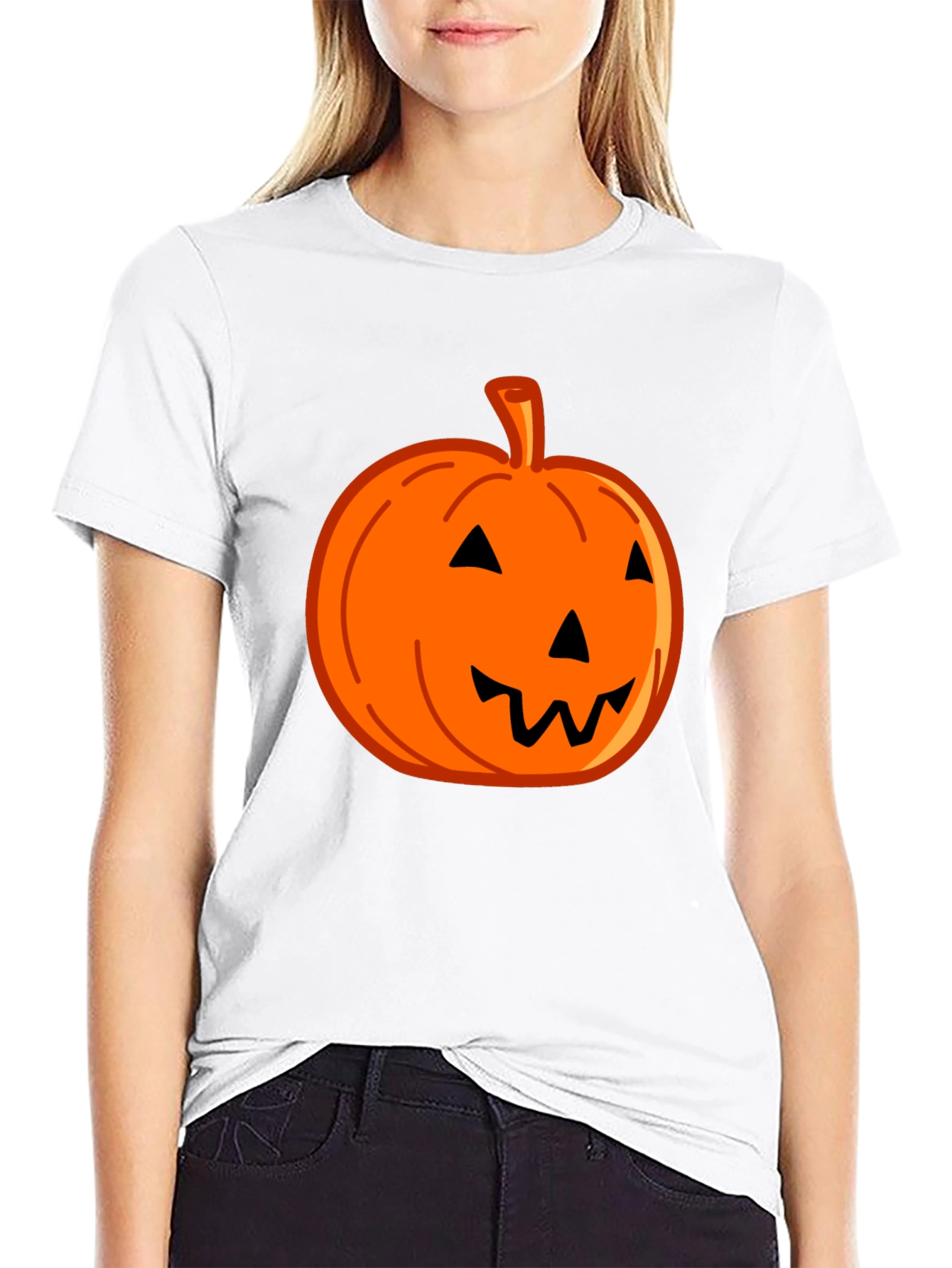 Halloween Pumpkin Graphic Tee - Black