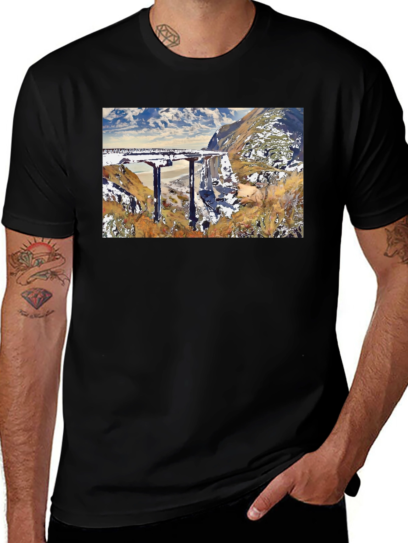 Scenic Bridge T-Shirt: Nature & Architecture
