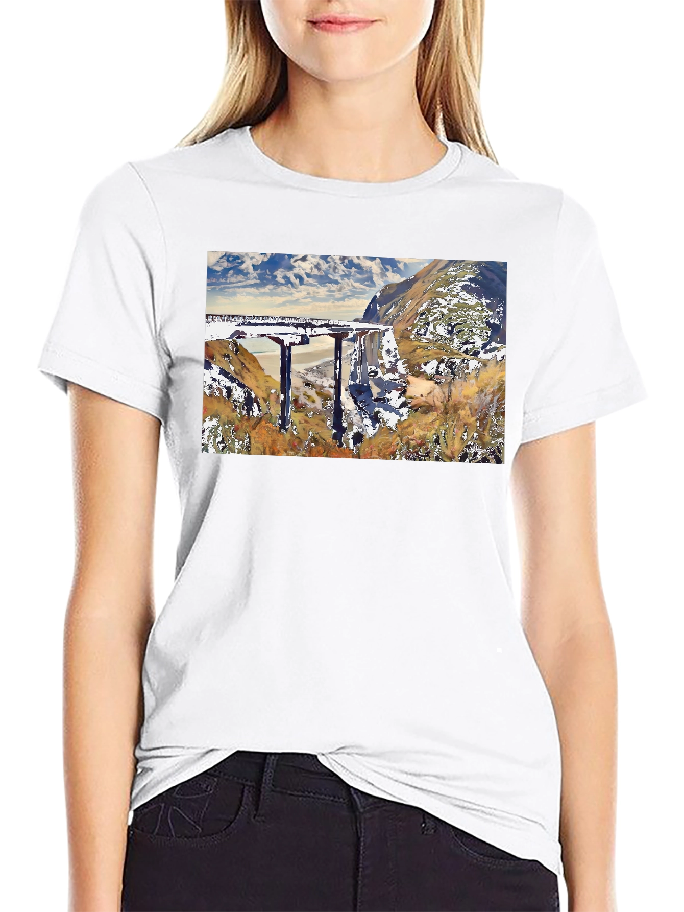 Scenic Bridge T-Shirt: Nature & Architecture