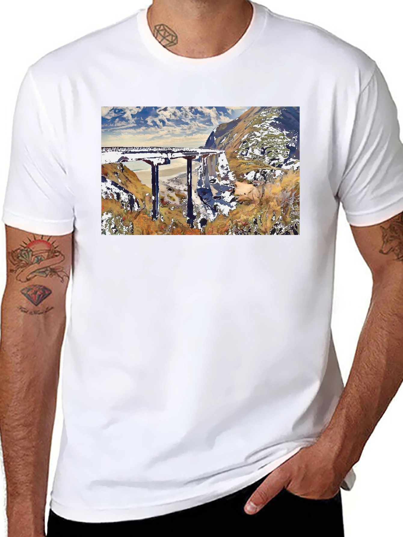 Scenic Bridge T-Shirt: Nature & Architecture