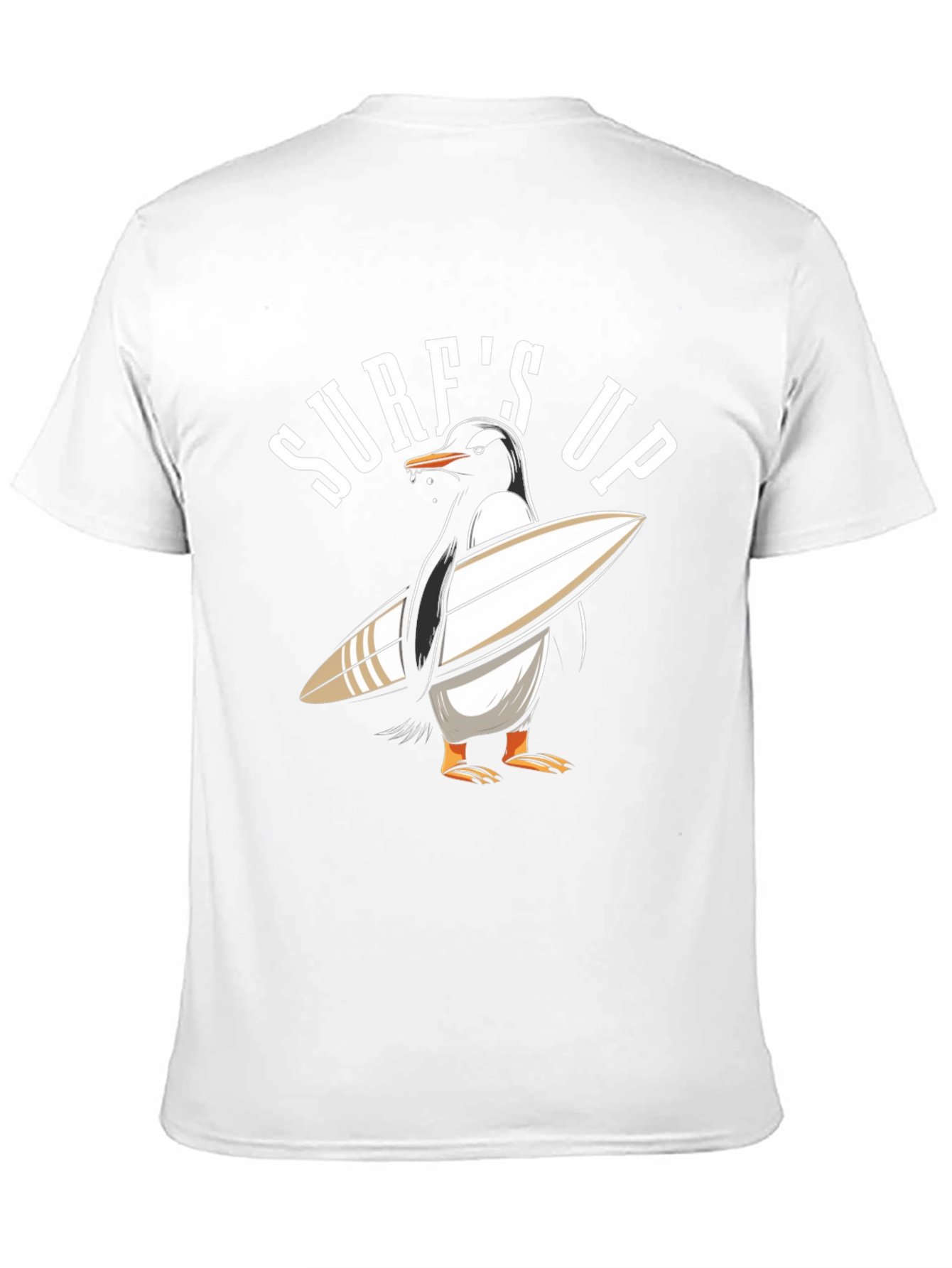 Surfs Up Penguin Graphic Tee - Black Cotton T-Shirt