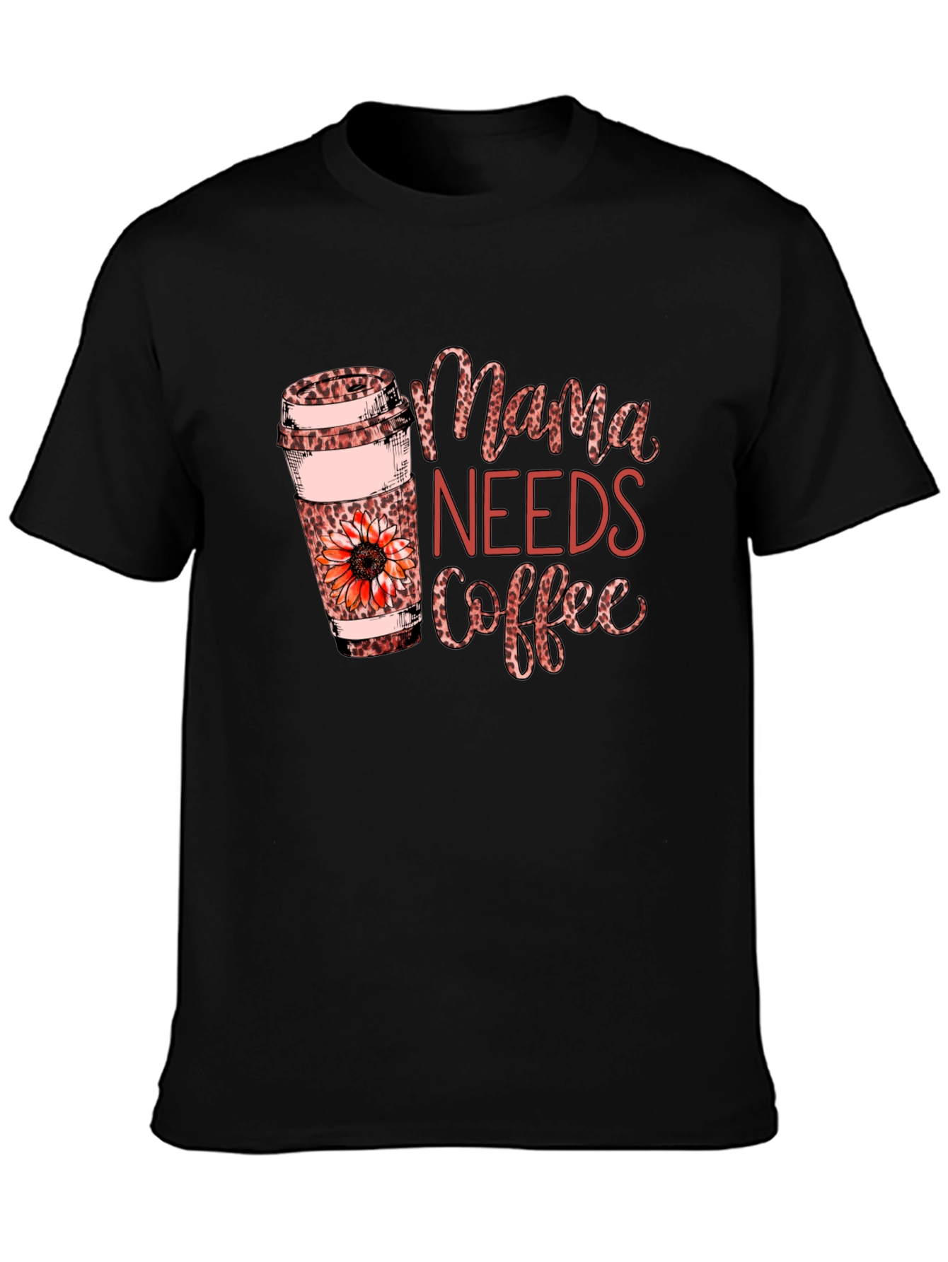 Mama Needs Coffee Leopard Print T-Shirt