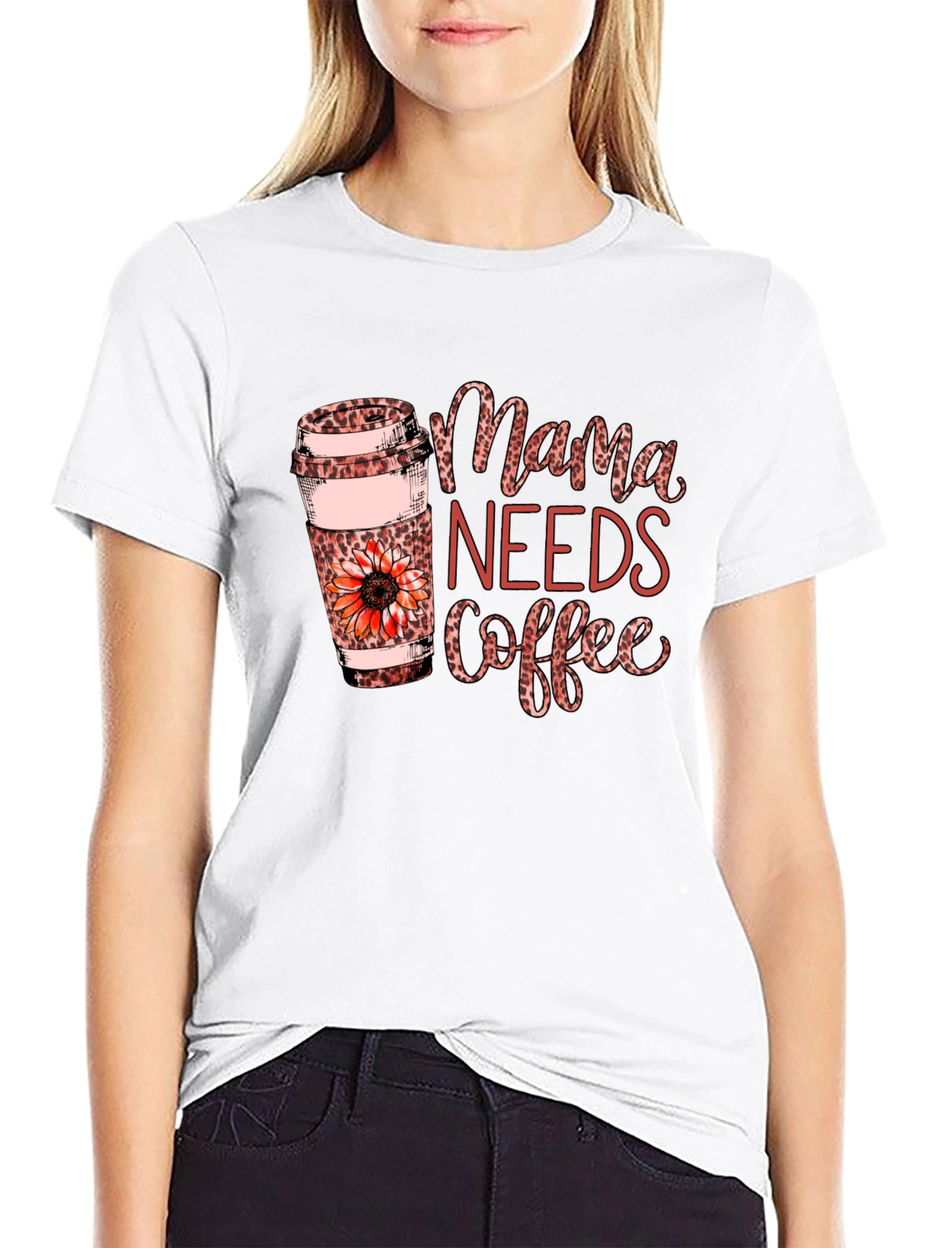 Mama Needs Coffee Leopard Print T-Shirt