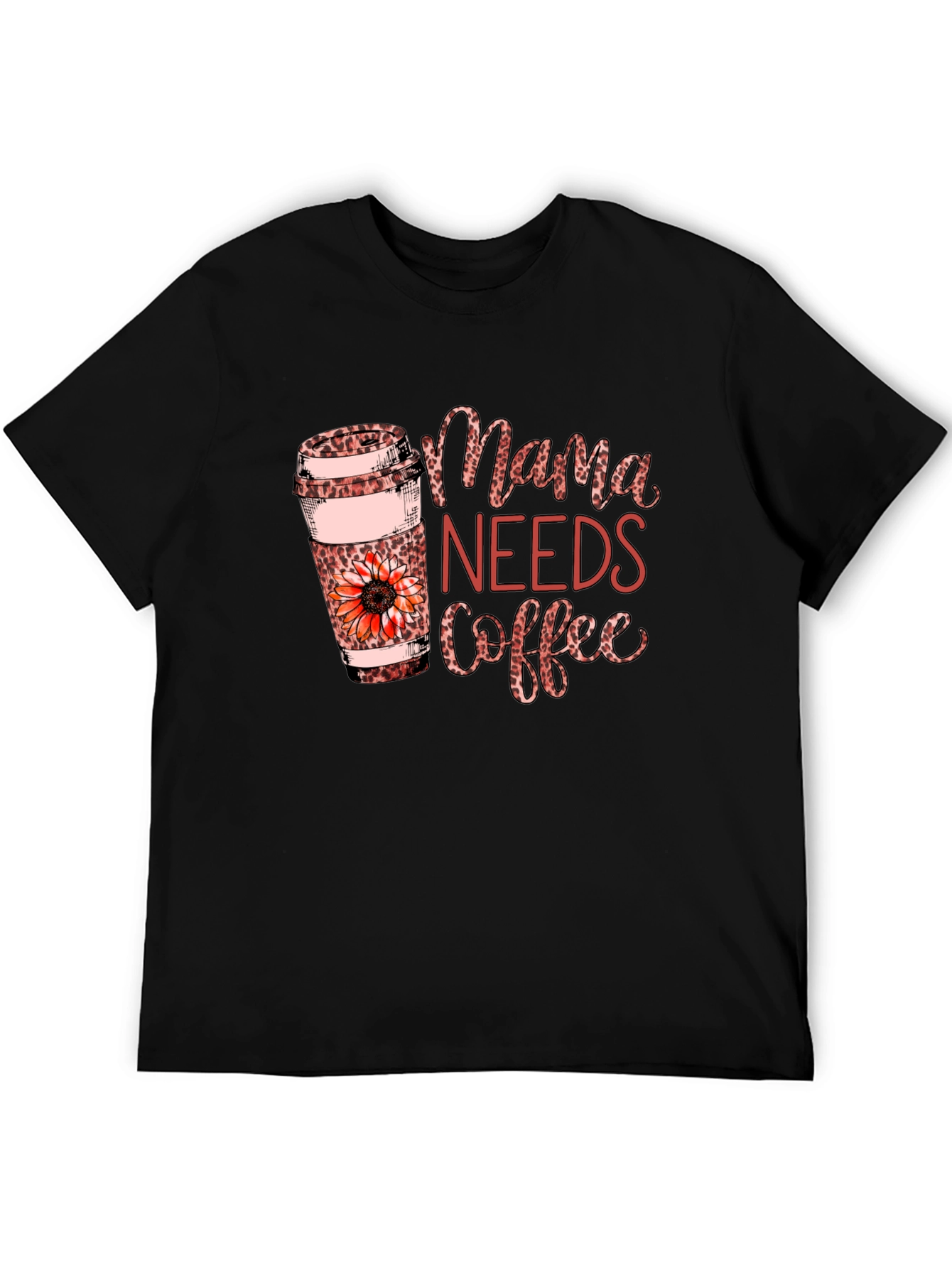 Mama Needs Coffee Leopard Print T-Shirt