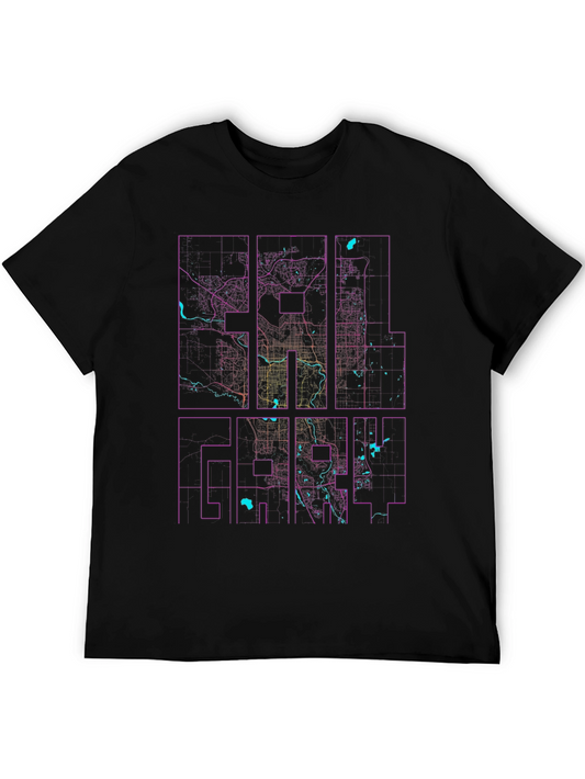 Calgary City Map Graphic Tee - Black Urban Style Shirt