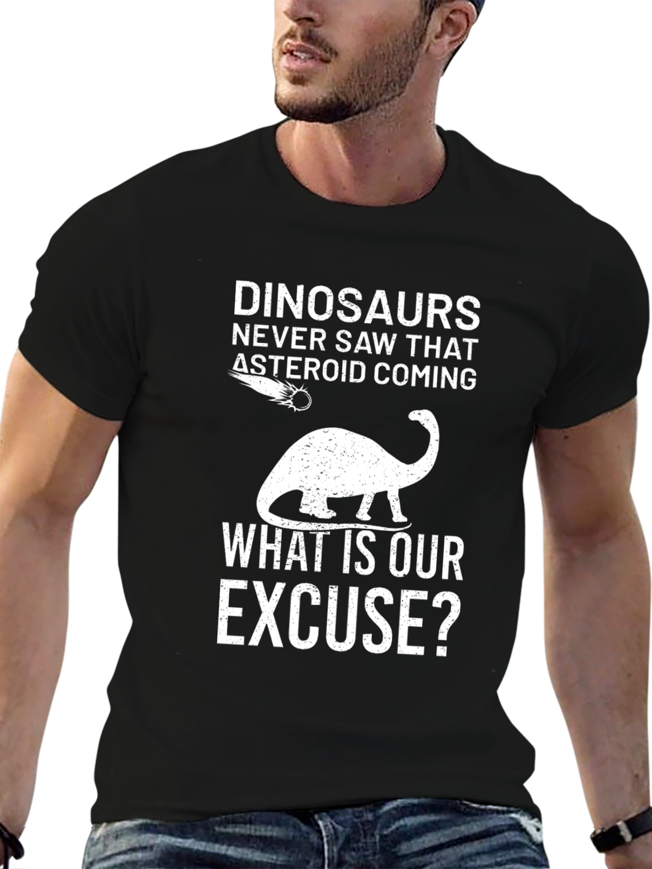 Dinosaurs Asteroid Graphic T-Shirt - Humorous Tee