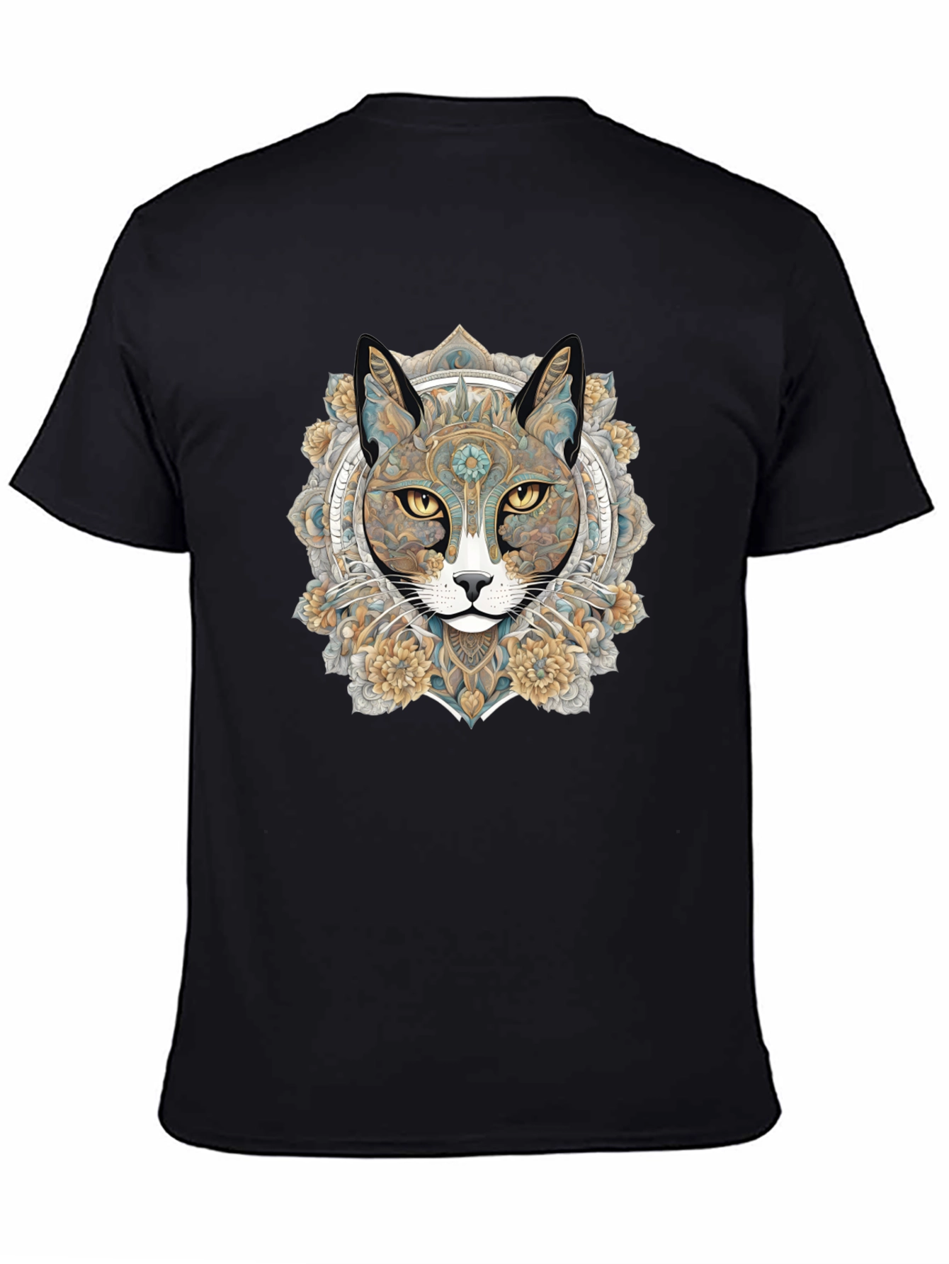 Mystic Cat Mandala Graphic T-Shirt - Unique Artistic Design