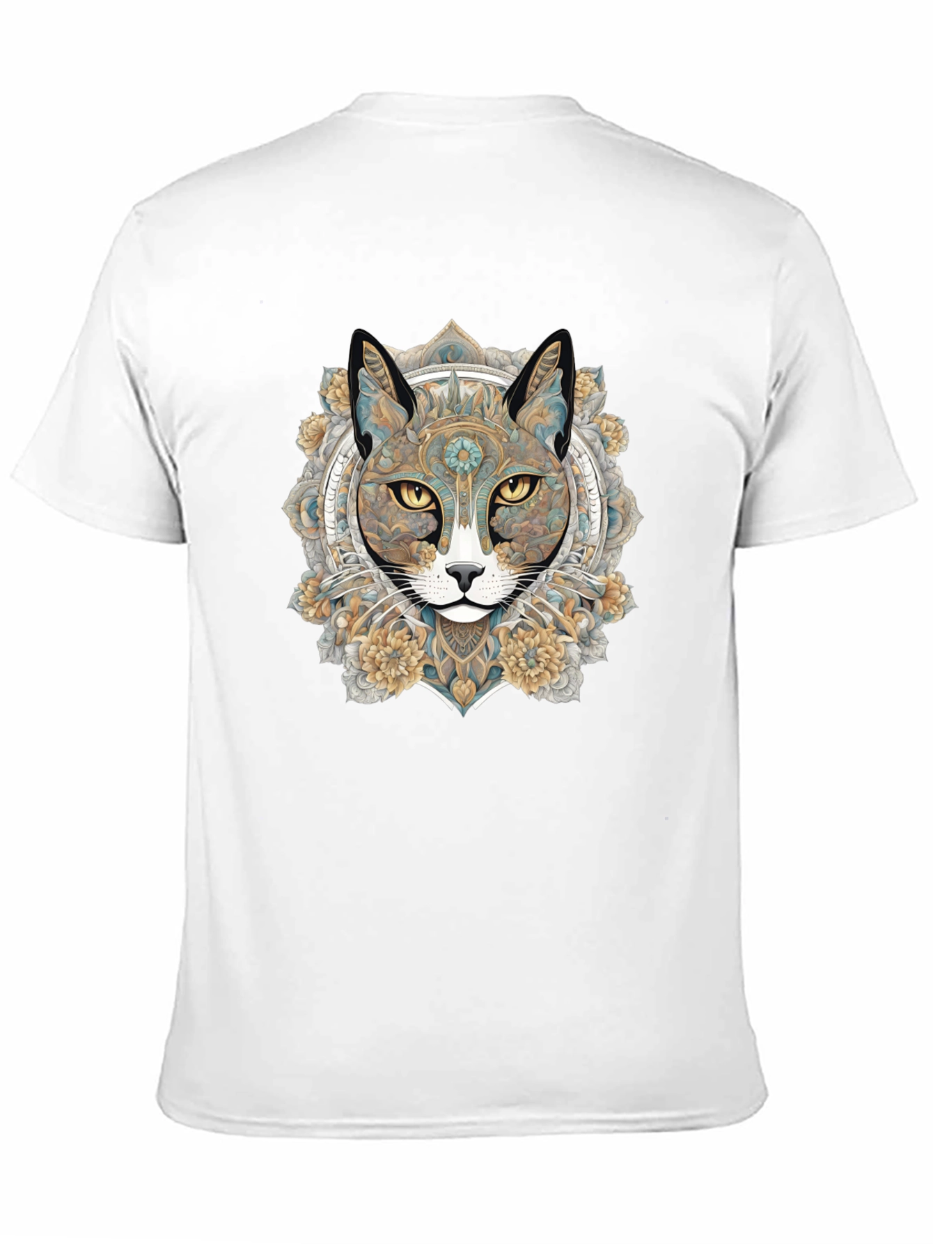 Mystic Cat Mandala Graphic T-Shirt - Unique Artistic Design