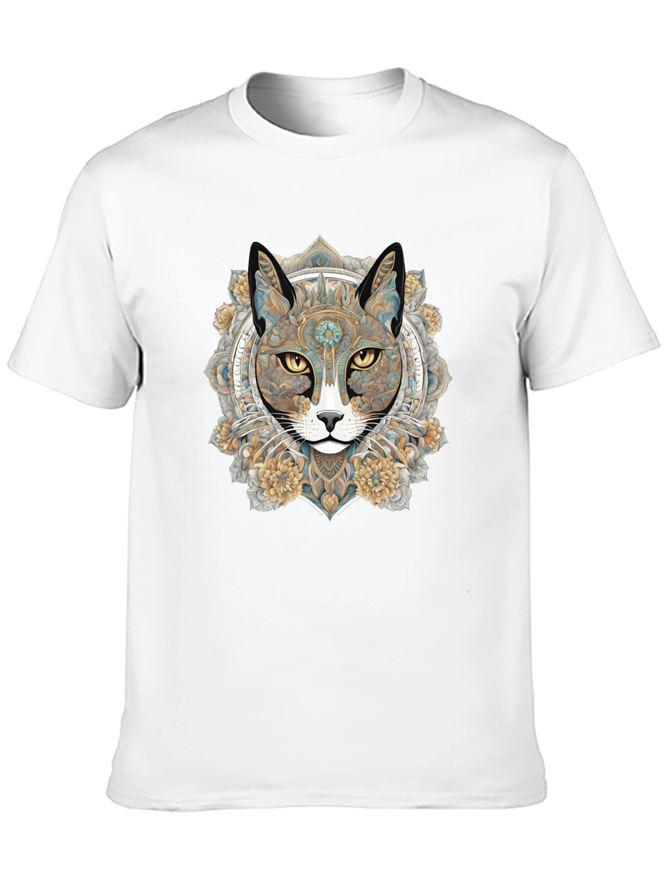 Mystic Cat Mandala Graphic T-Shirt - Unique Artistic Design