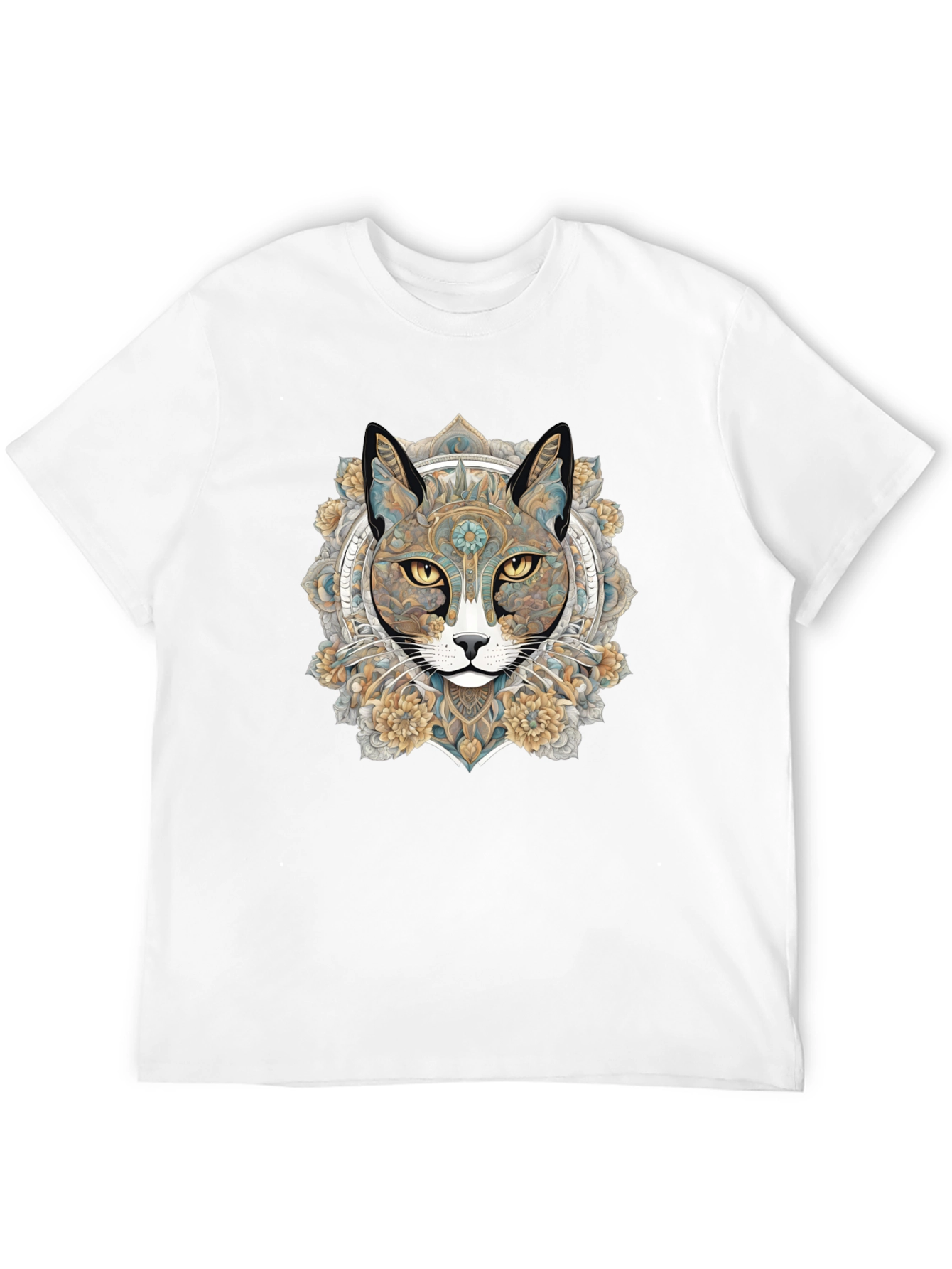 Mystic Cat Mandala Graphic T-Shirt - Unique Artistic Design