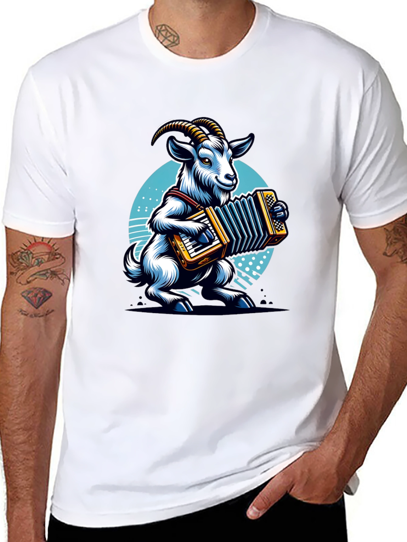 Goat Accordion Player Graphic Tee