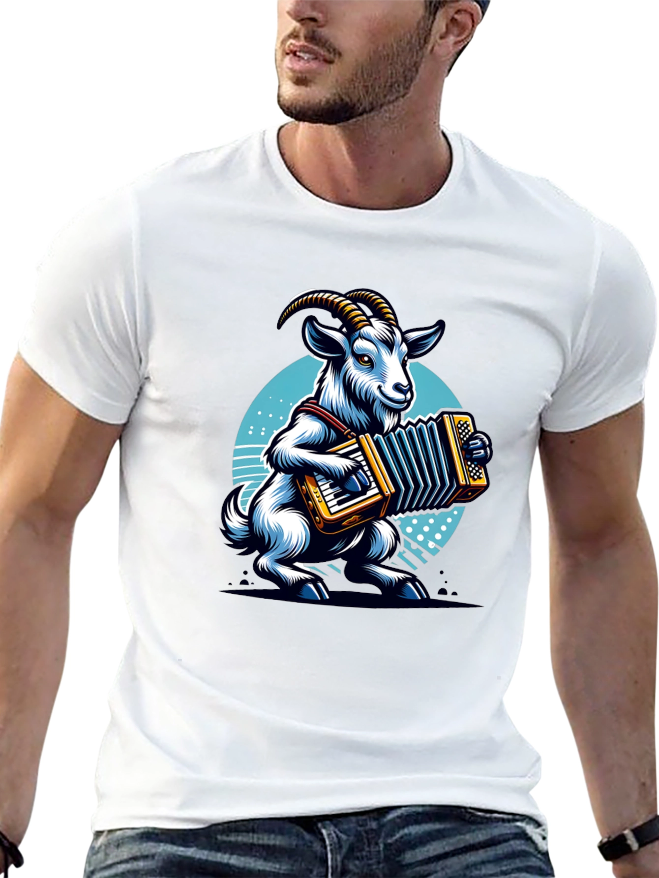 Goat Accordion Player Graphic Tee