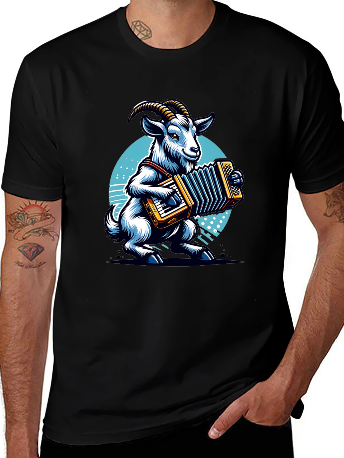 Goat Accordion Player Graphic Tee