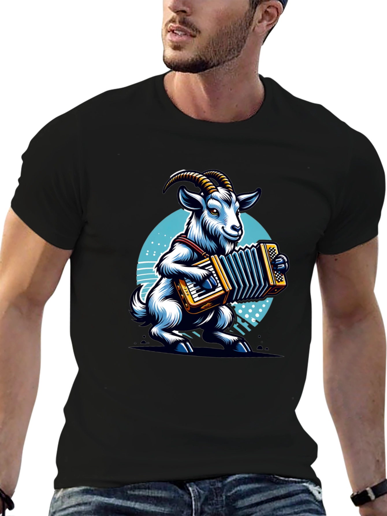 Goat Accordion Player Graphic Tee
