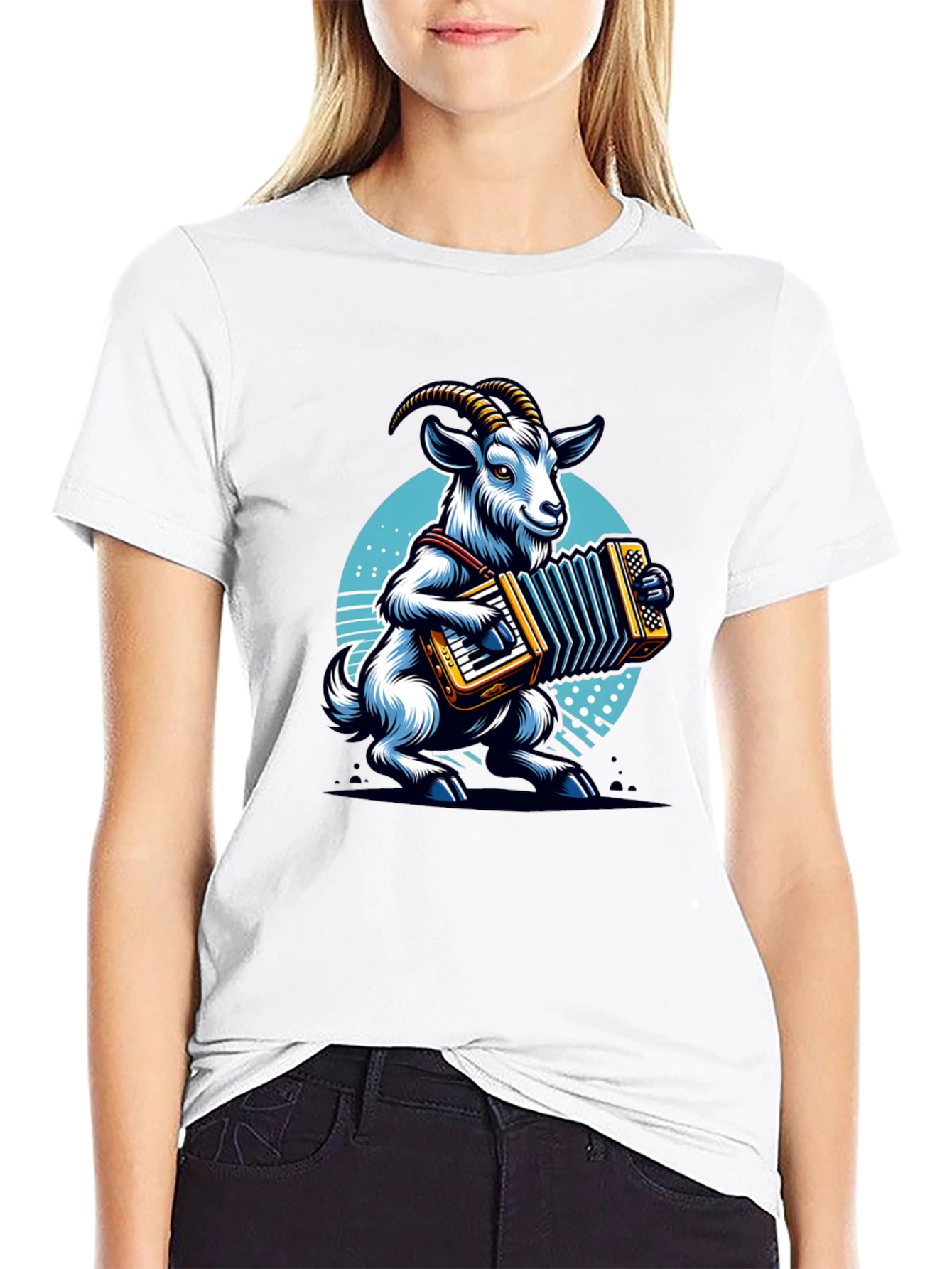 Goat Accordion Player Graphic Tee
