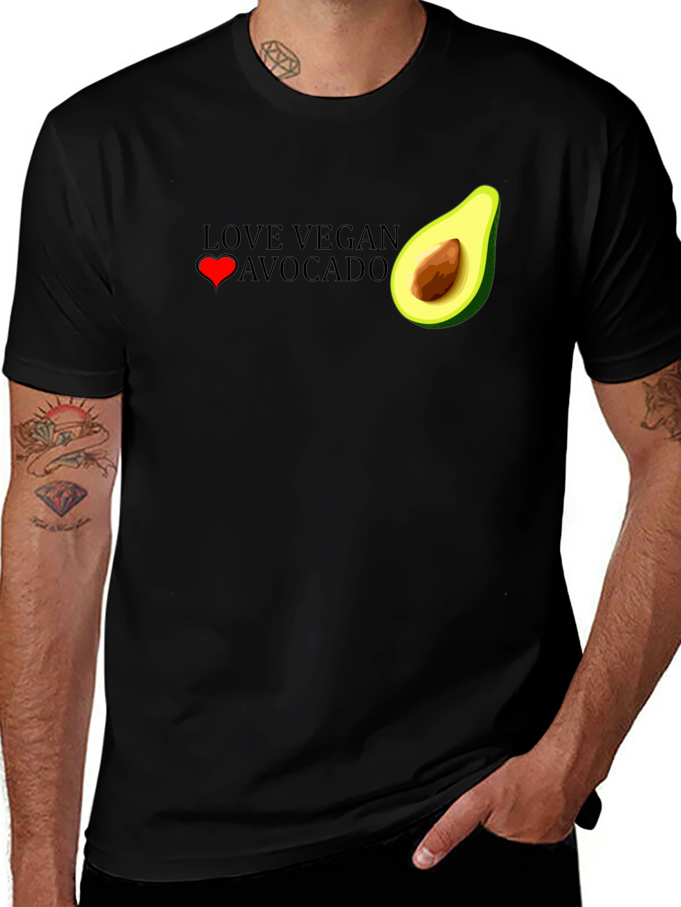 Love Vegan Avocado Graphic T-Shirt