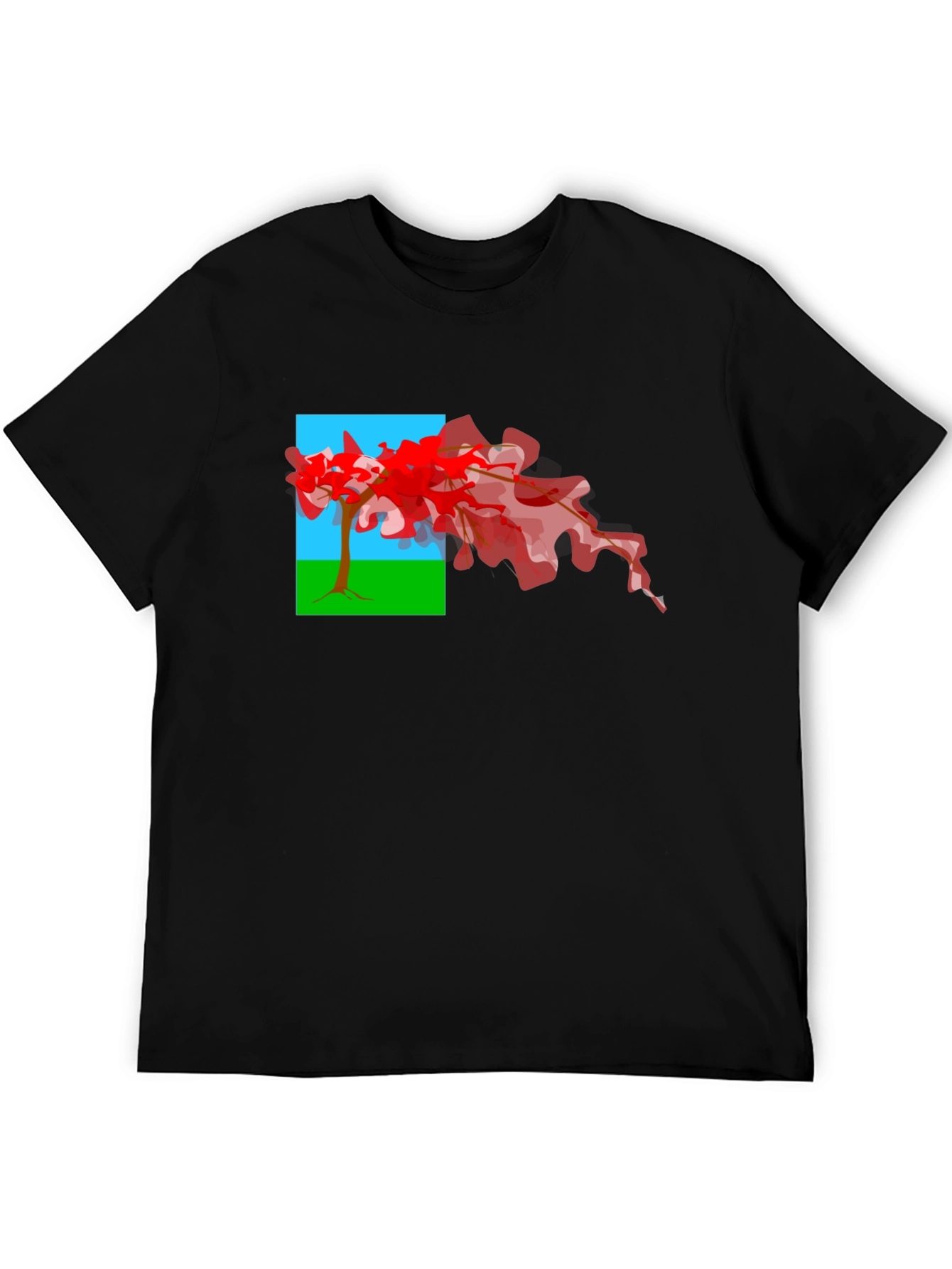 Abstract Tree Graphic Tee - Black Cotton Comfort