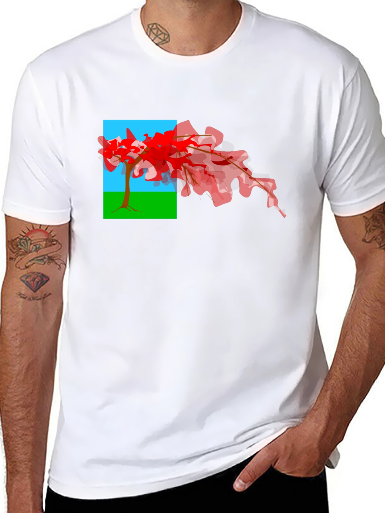 Abstract Tree Graphic Tee - Black Cotton Comfort